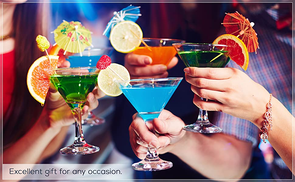 Набір мартіні склянок CRYSTALIA Premium, 4 шт, 175 мл, без свинцю, для коктейлів, Cosmopolitan, підходить для миття в посудомийній машині
