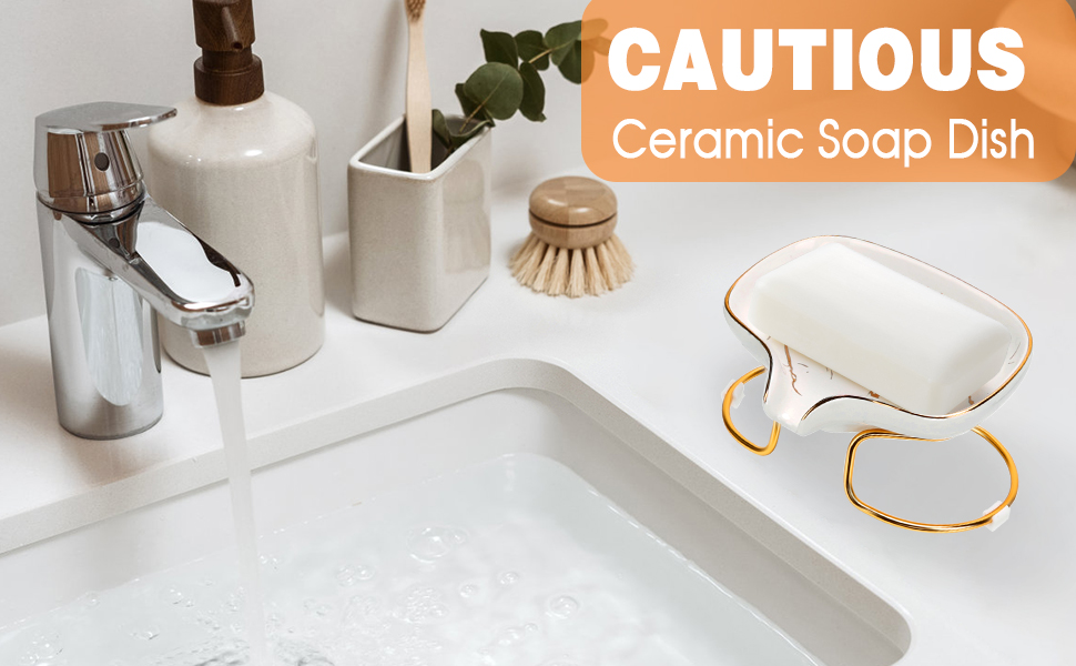 Керамічна мильниця CAUTIOUS з піддоном, біла, вінтажний дизайн