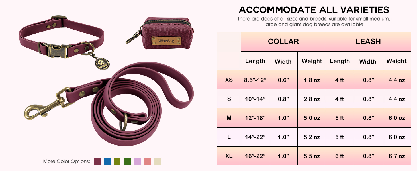 Набір повідка та нашийника для собак Wisedog: регульований, міцний, для собак маленьких, середніх та великих порід. У комплекті тримач для відходів (M, оливковий). Розмір: M (нашийник: 30-45 см; поводок: 1,5 м), колір: зелений