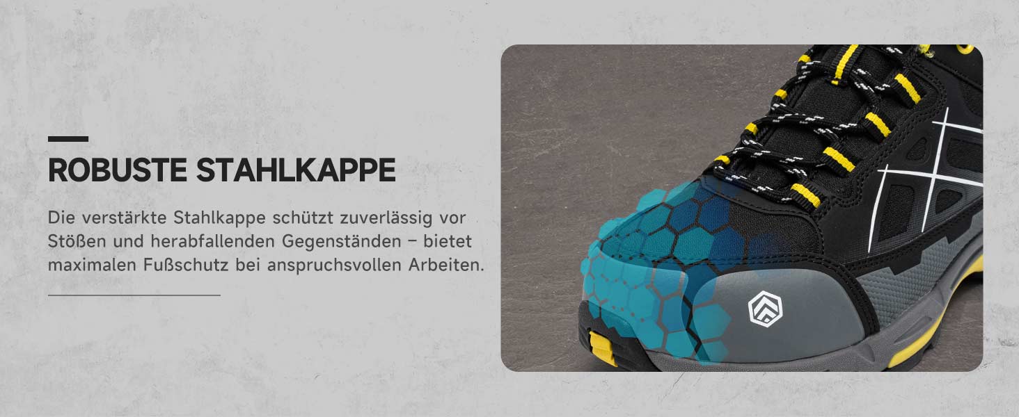 Робочі черевики LARNMERN для чоловіків та жінок. Безпечні черевики SRC, антистатичні, зі сталевим підноском, протипрокольні, легкі, комфортні, дихаючі (43.5 EU, жовті)