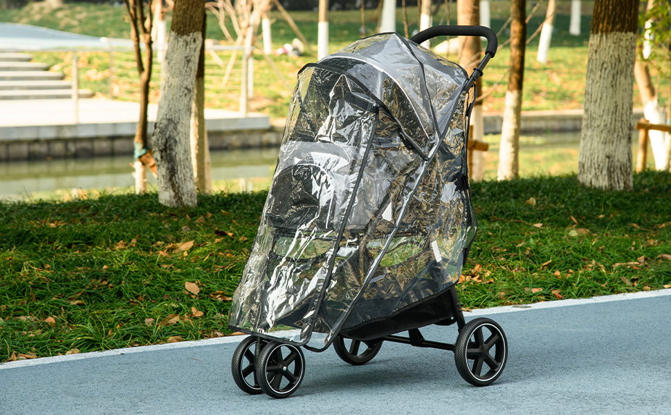 Візок для собак PawHut - переноска для котів та маленьких собак з дахом та кошиком для зберігання, сірий