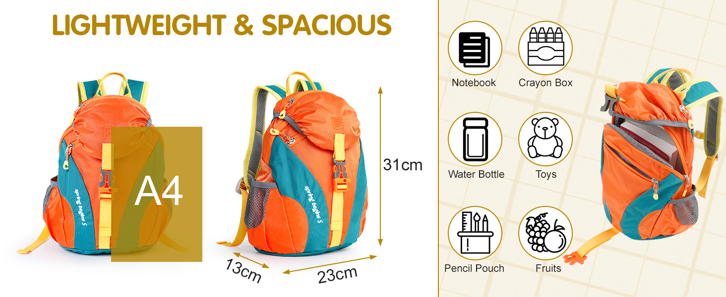 Дитячий рюкзак Cozary Kinder 5L, водонепроникний, для туризму, школи, подорожей та спорту (Помаранчевий)