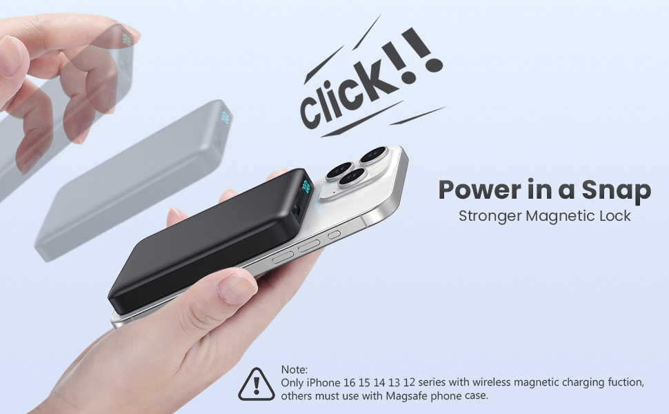 Power Bank HETP Магнітний 10800mAh з PD 20W, бездротова зарядка, USB-C, LED-дисплей, сумісний з MagSafe, iPhone 16/15/14/13/12, чорний