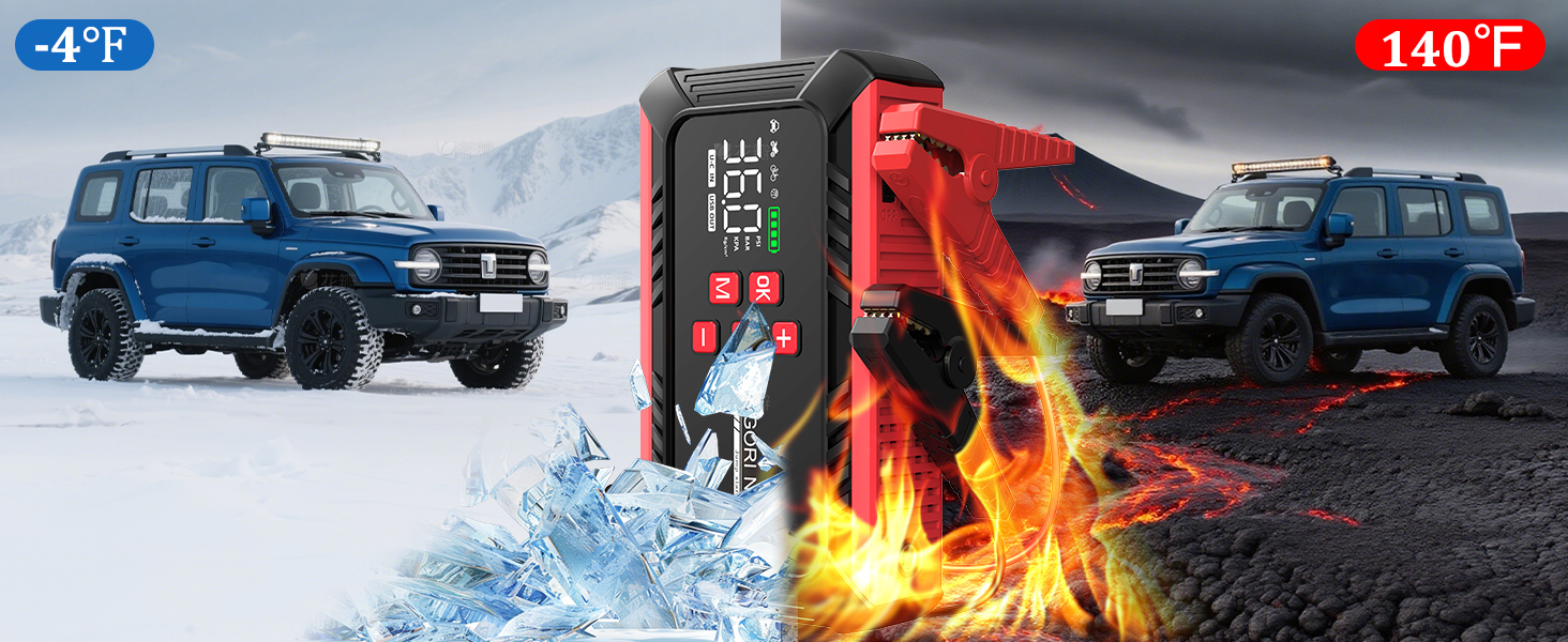 Портативний акумулятор для запуску авто 7000A з компресором 150PSI, 12V. Запуск бензинових (8л) та дизельних (10л) двигунів, прикурювач, LED ліхтарик.