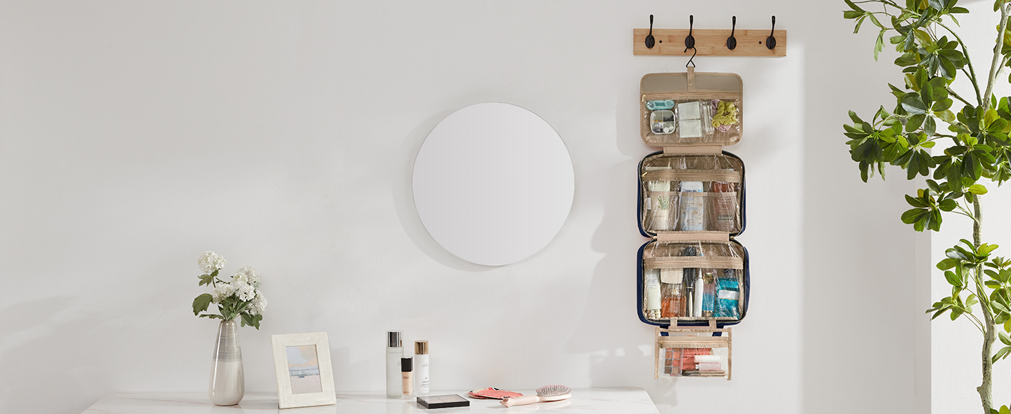 Сумка для косметики та туалетних аксесуарів Lifewit для подорожей, велика органайзер з гачком, прозора кишеня для гігієнічних засобів, темно-синій, L