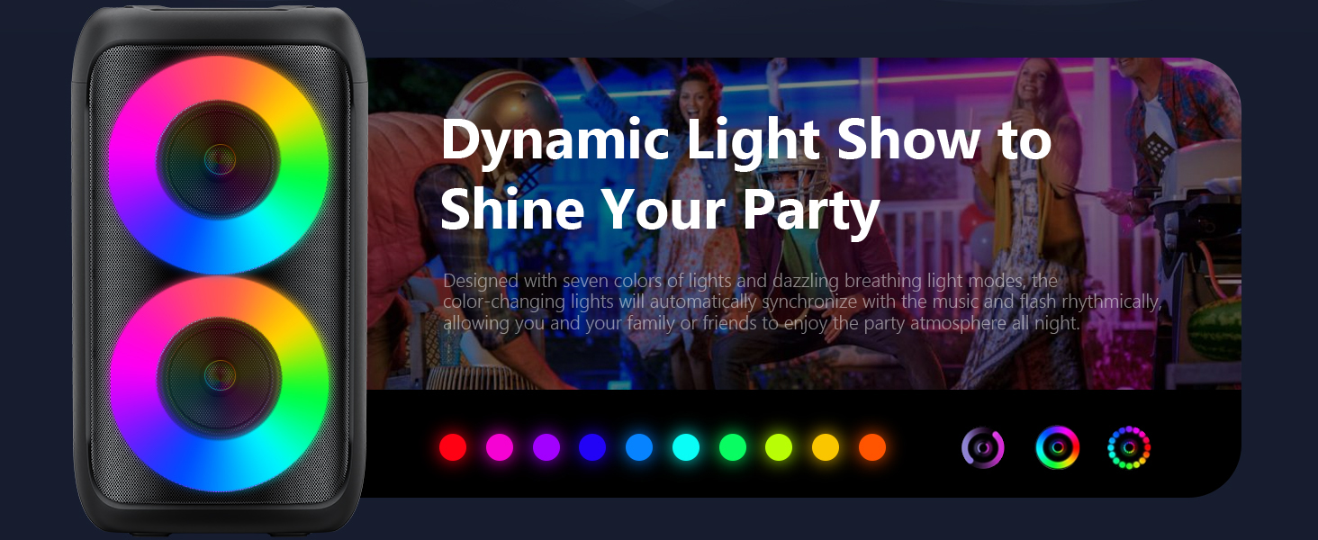 Караоке машина нового покоління 2025 | Система караоке з 2 мікрофонами, Bluetooth, FM, AUX, USB, підтримка TV/Smartphone/iPad | Для вечірок, дня народження, подорожей (Чорний, багатобарвний)