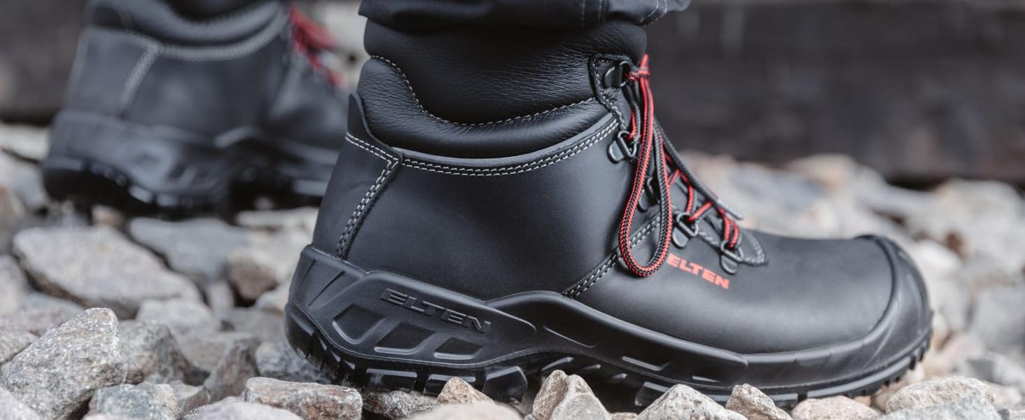 Робочі черевики ELTEN Renzo Low ESD S3, шкіряні, з металевим носком, легкі, міцні, 41 EU, чорні (для жінок та чоловіків)