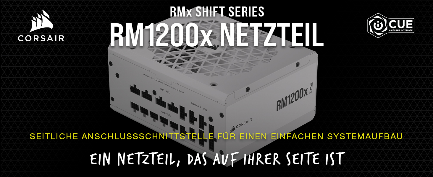 Блок живлення Corsair RM1000x Shift 1200W, повністю модульний, ATX 3.1 & PCIe 5.1, 80 Plus Gold, білий