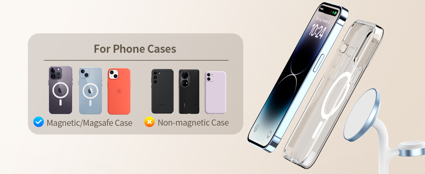 База для бездротової зарядки 3-в-1: iPhone, iWatch, AirPods, 15W, MagSafe, фіолетовий (світло-блакитний)