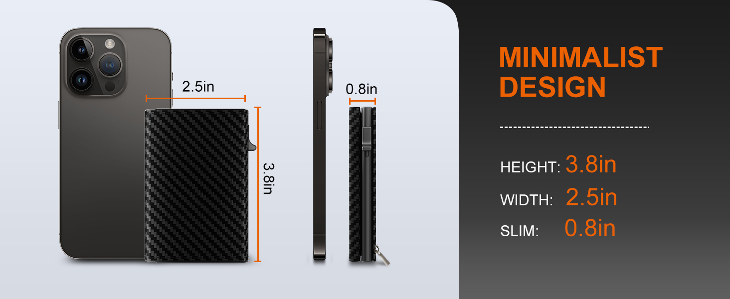 Чоловіче картхолдер/портмоне: Slim модель з відділом для монет, RFID захистом та віконцем для ID, Pop-Up, шкіряне, карбоновий дизайн (чорний)