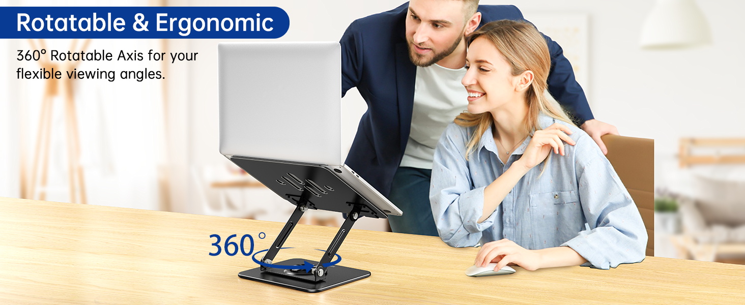 Підставка для ноутбука BESIGN LS11, регульована, 360° обертання, чорна, сумісна з 10-14