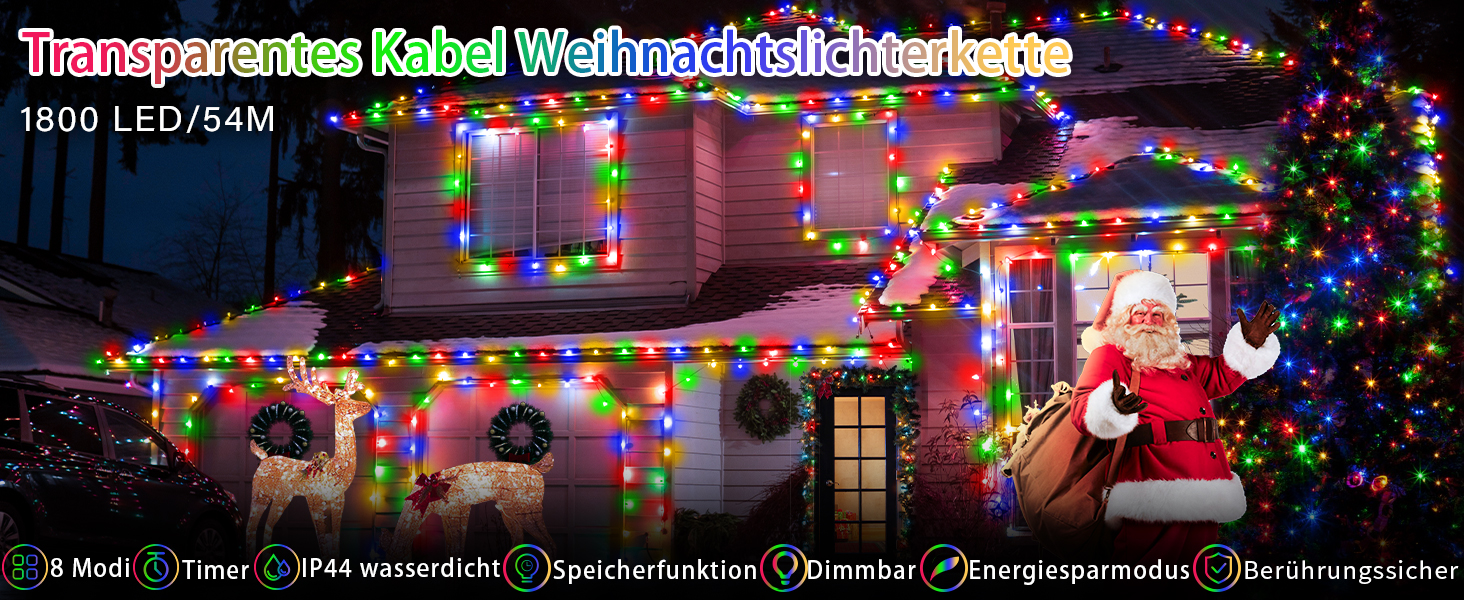 Ланцюжок прикрас JXLEDAYY 36м, зовнішній, 1800 LED, 8 режимів, таймер, пульт, тепле світло, для балкона, саду, вечірки, шлюбу, водонепроникний