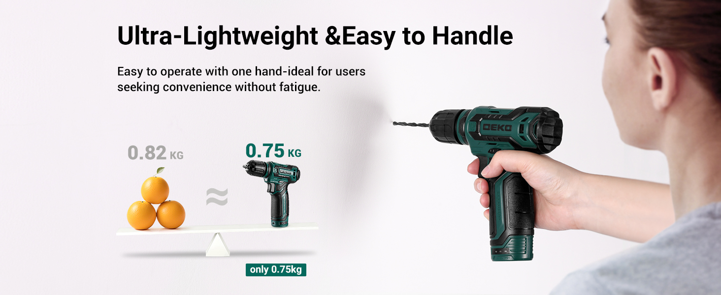 Набір акумуляторної дрилі DEKO 12V: 238 штук інструментів у кейсі. Акумуляторний дриль-шуруповерт для дому, жінок та базового ремонту. Зелений.