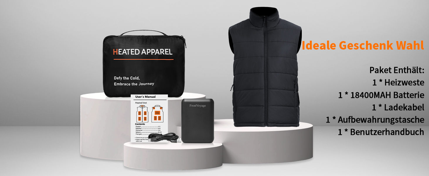 Гріюча жилетка для чоловіків та жінок з Powerbank 18400mAh, 10 зон нагріву, для кемпінгу, мотоциклів, катання на лижах, чорна, розмір L