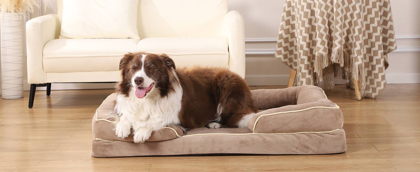 Клітка-ліжко для собак середніх порід, ортопедичне, знімний чохол, колір хакі, 75x50x15 см та 90x65x18 см