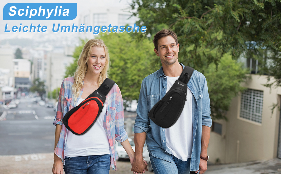 Чоловіча нагрудна сумка Sciphylia Sling Bag – рюкзак через плече, антикрадіжка, для подорожей, спорту та активного відпочинку, чорний