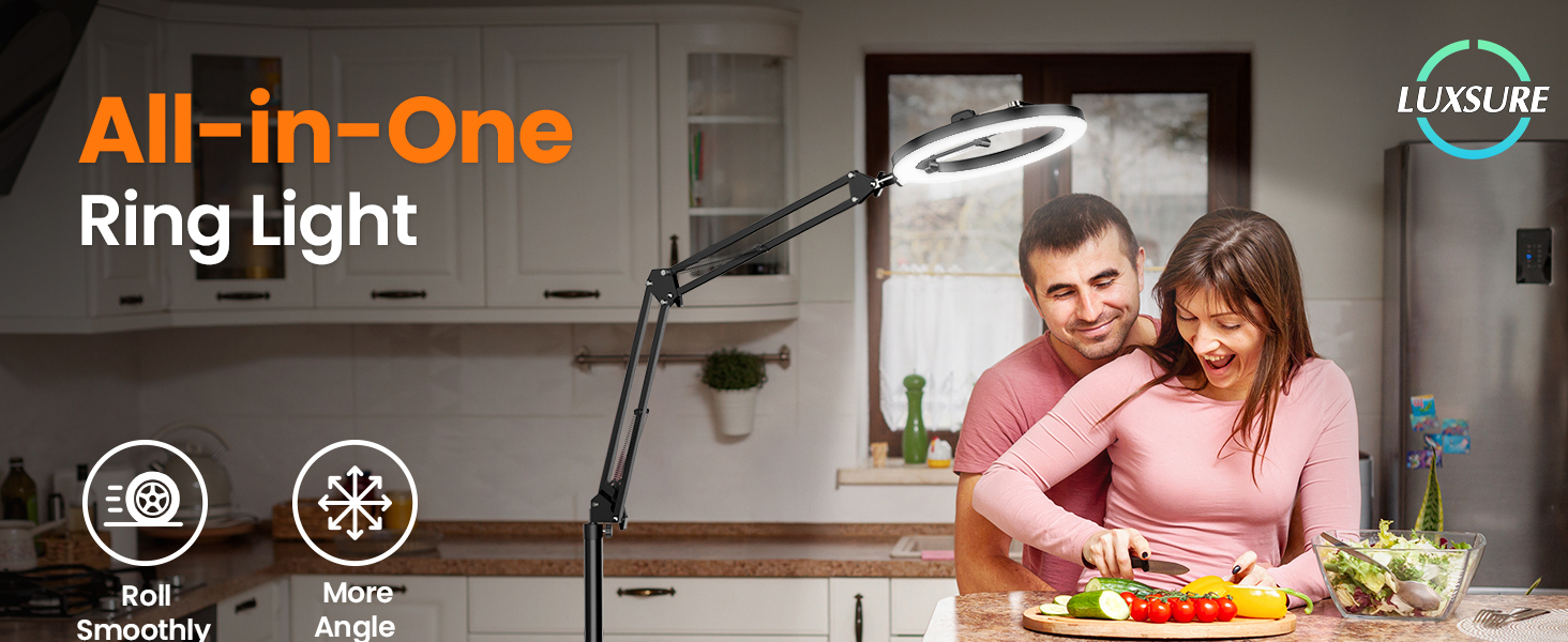 Кріплення для смартфона на штативі з кільцевим світлом для кухні та фуд-відео – штатив з кільцевим світлом для столу | Кільцеві лампи для кухні, випічки, зйомки рецептів, відеозйомки, стріму, контент-мейкінгу, 10 дюймів для столу (10 дюймів для підлоги)