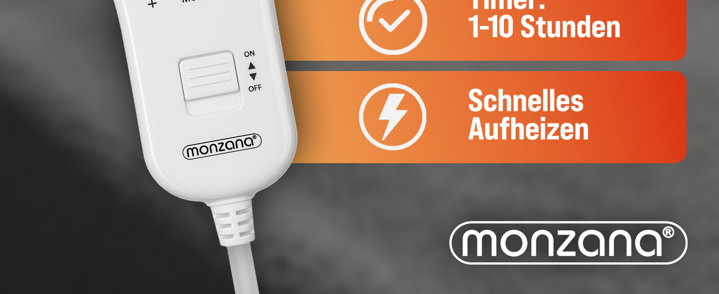 Електрична ковдра Monzana® 180x130 см, 120 Вт, 10 режимів нагріву, таймер, захист від перегріву, пральна, тепла флісова ковдра для ліжка