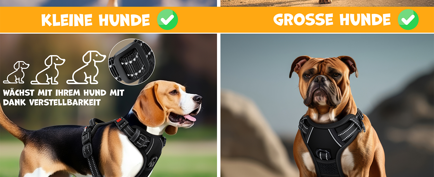 Шлейка для собак без натягу та задухи, дихаюча та м'яка, з світловідбиваючими елементами | Шлейка No-Pull з кишенькою для відходів | Регульована шлейка з ручкою - (M, Чорний)