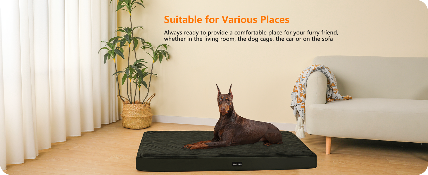 Ортопедичне ліжко для собак, 10 см товщина, для середніх та великих собак, знімний та пральний килимок, неслизьке дно, водонепроникне внутрішнє покриття, 112 см, оливковий колір