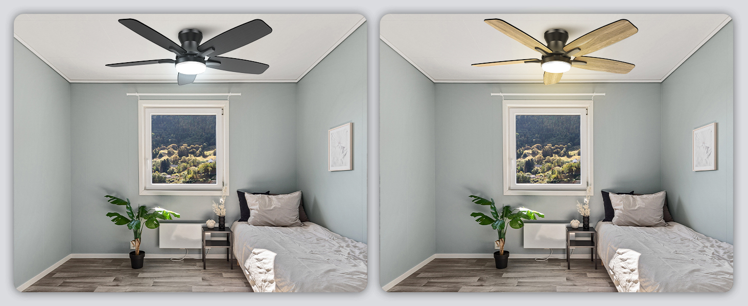 Стелянка-вентилятор 106 см з підсвічуванням, двосторонні лопаті, тихий, з пультом, LED лампа для спальні/вітальні, DC мотор, колір темне дерево