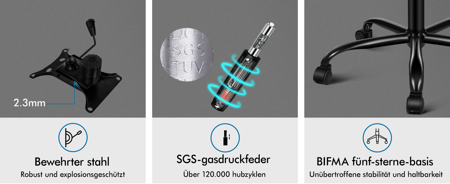 Офісне крісло ALFORDSON з регульованим нахилом 150°, обертання 360° та підставкою для ніг, PU-шкіра, чорний глянець (для дому та ігор)