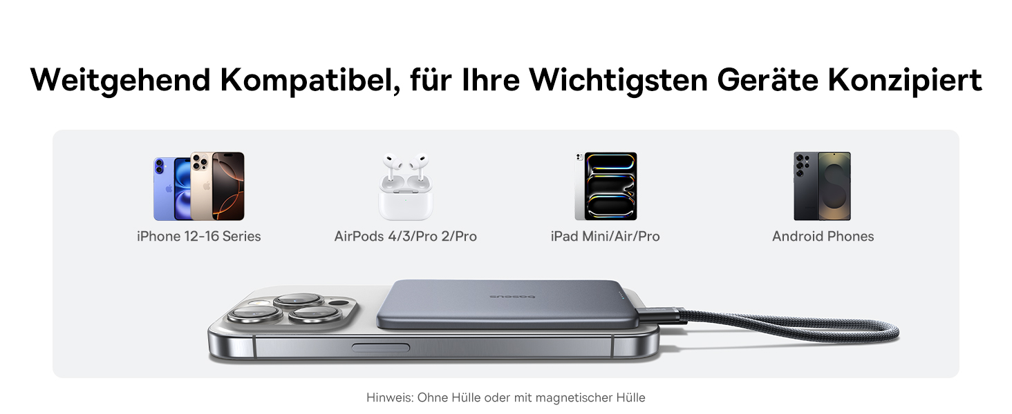 Power Bank Baseus Picogo AM41: 5000mAh, Magsafe, PD 20W, бездротова зарядка, USB-C, для iPhone 17/16/15/14/13/12, Space Grey