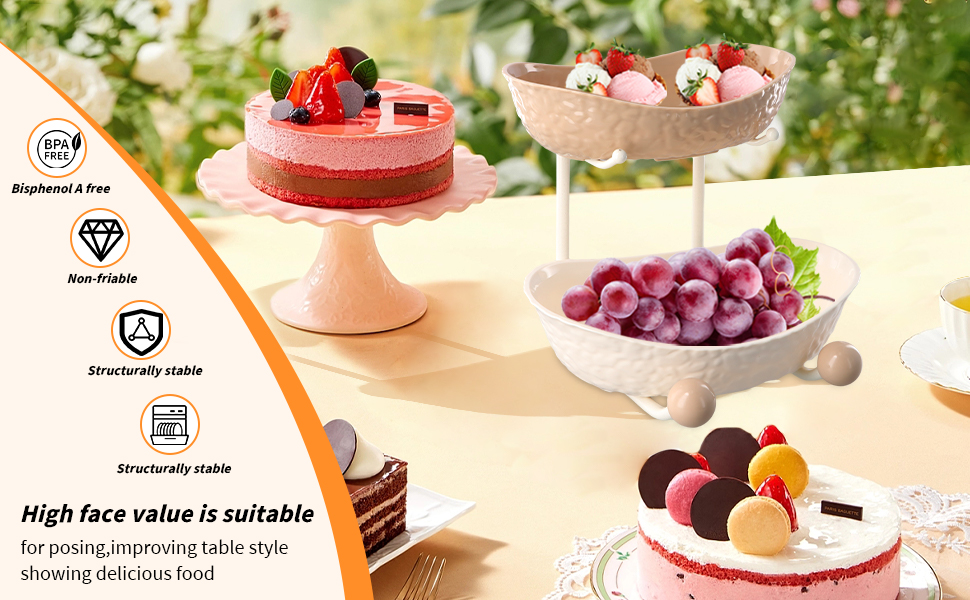 Багатоярусна фруктова етажерка, миска для фруктів, пластикова, з металевою полицею, сервірувальний стійка, фруктові миски для буфетів, закусок, овочів та десертів