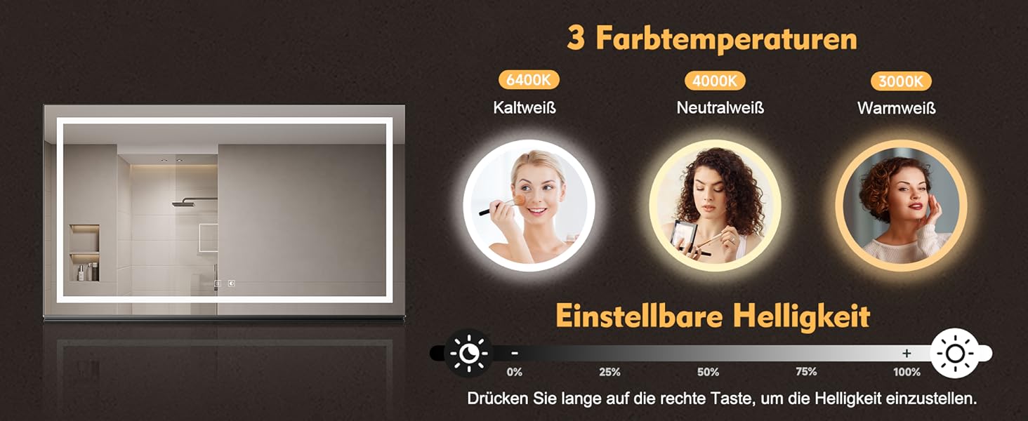 Дзеркало для ванної кімнати SONNI з підсвічуванням 60x40 см, IP44, білий (70x50 см, темно-сірий + рамкове підсвічування)