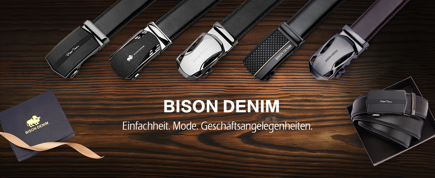 Чоловічий шкіряний ремінь BISON DENIM з автоматичною пряжкою - для бізнесу та костюмів, ширина 35 мм, чорний, розмір 115