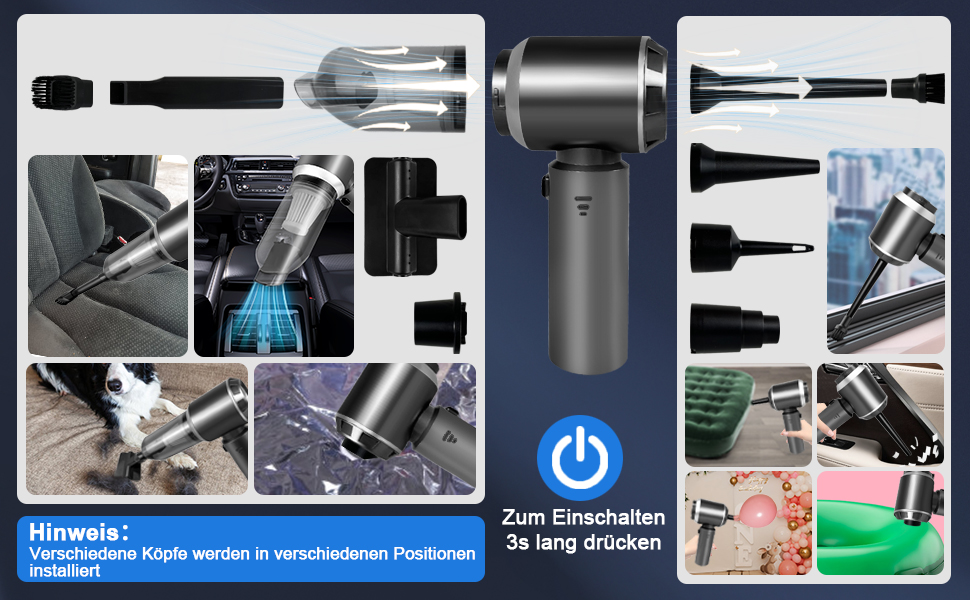 Бездротовий акумуляторний ручний пилосос XWGKLN 16000PA 4-в-1 для дому, авто, кухні, офісу та видалення шерсті тварин