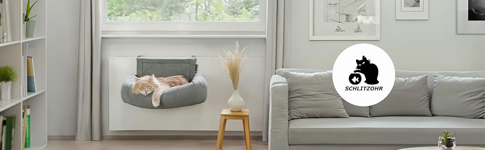 Premium Cat Heating Bed - Murphy - for cats up to 12kg - suitable for all radiators - all-around padded - cat bed for the heater