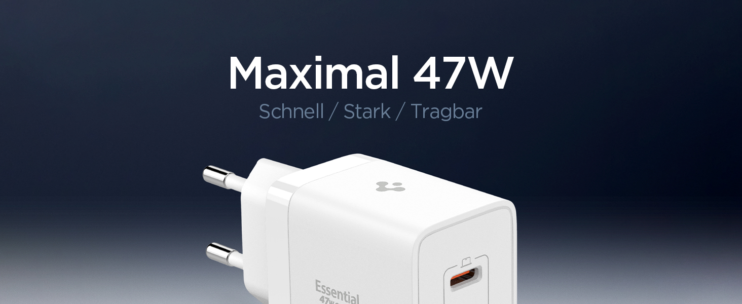 Зарядний пристрій Spigen ArcStation Essential GaN 47W 2xUSB-C з PPS та PD 3.0, чорний