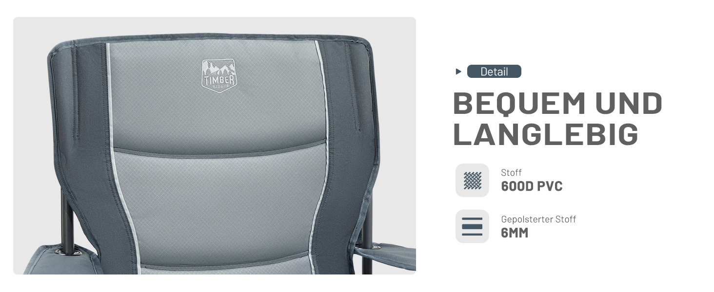 Кампінговий стілець розкладний Timber Ridge 2 шт, 200 кг, сірий, з ізольованою сумкою-холодильником, 63 см ширина сидіння - зручний для кемпінгу, риболовлі, саду