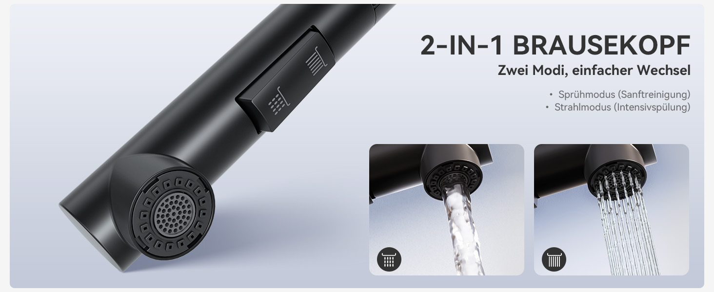 Кухонний змішувач CECIPA висувний з душем, чорний, нержавіюча сталь, 360° поворот, 2 режими струменя, для кухні