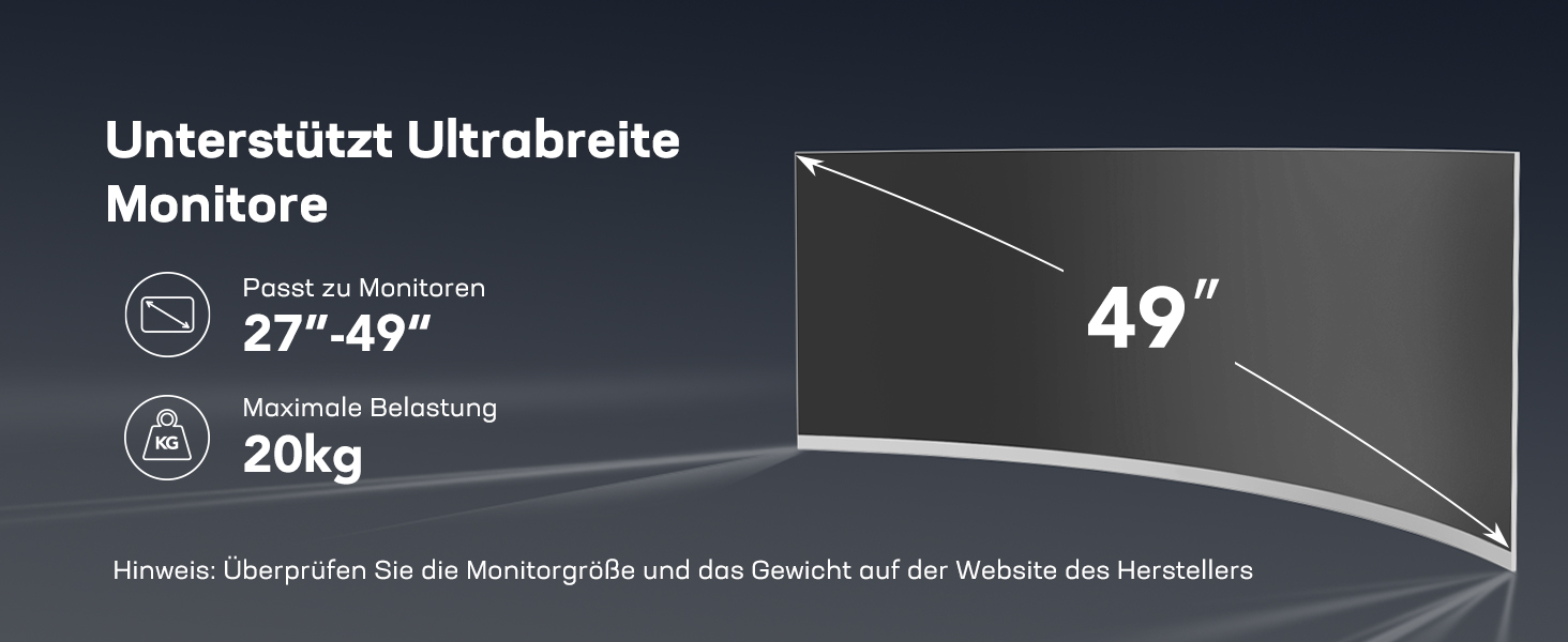Кріплення для монітора HUANUO для Ultrawide до 49 дюймів, 18 кг, регульований кронштейн, VESA 100x100mm (RGB)