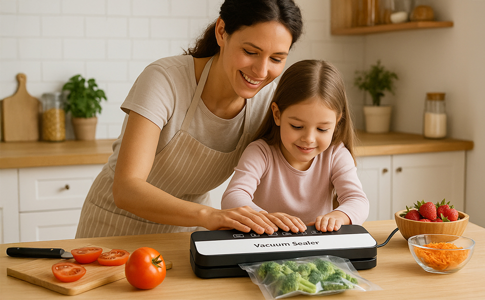 Вакуумний пакувальник 6-в-1 для продуктів харчування, сухий/вологий режим, пристрій для запечатування з вакуумними пакетами