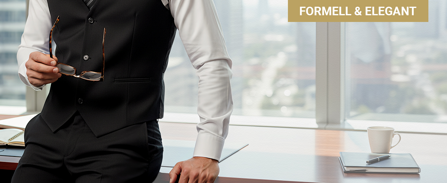 Жилет чоловічий HISDERN, чорний, бавовна, V-подібний виріз, з кишенями, для вечірки, весілля, офіційного стилю, 4XL