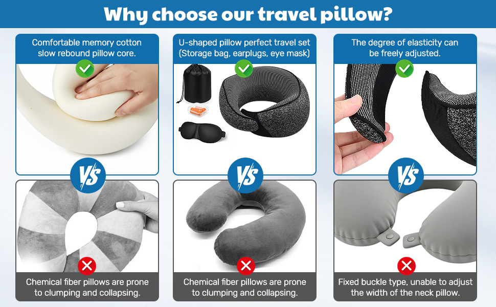 Подушка для шиї у літак, подушка для подорожей, з навушниками та маскою для очей, сіра