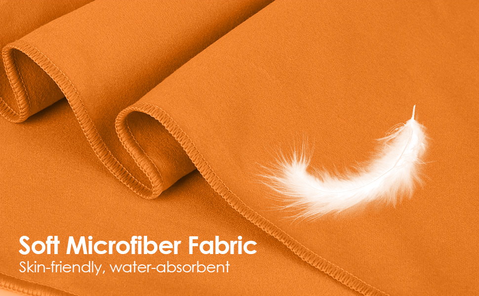 Набір з 3 рушників з мікрофібри, 180x80 см + 2 рушники 80x40 см, для фітнесу, сауни, пляжу, подорожей, темно-зелений (оранжевий)