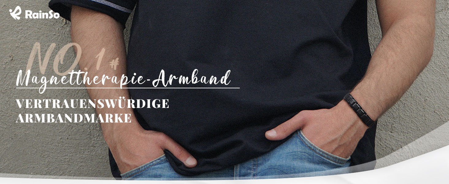 Чоловічий магнітний браслет RainSo чорний матовий з титанової сталі, зняття болю при артриті, для спортсменів та батьків