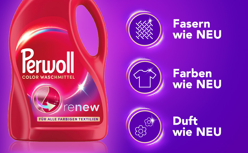 Рідкий засіб для прання кольорових речей Perwoll Color, технологія Dreifach-Renew для відновлення кольорів та волокон, 1.35 л (набір 8 шт, 160 прань)