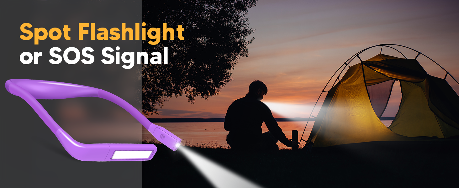 LED лампа на шию для читання Buch - 3 кольори, фіолетова. Лампа для читання в ліжку, в'язання, рукоділля. Подарунок для чоловіків.