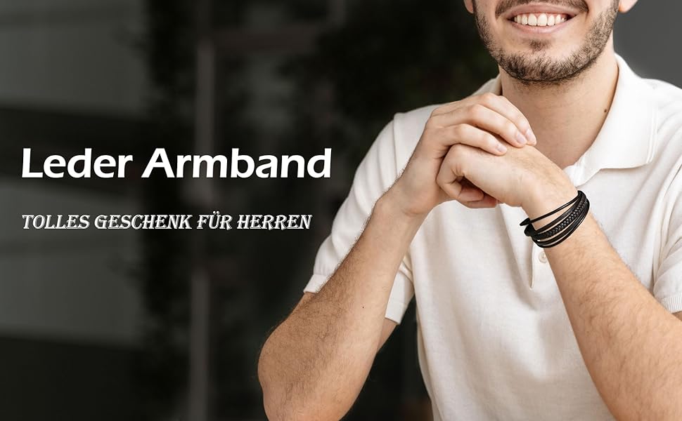 Чоловічий браслет Murtoo з нержавіючої сталі та натуральної шкіри з вплетенням натурального каменю та магнітною застібкою, 20.5 см, чорний колір, без додаткових ланок