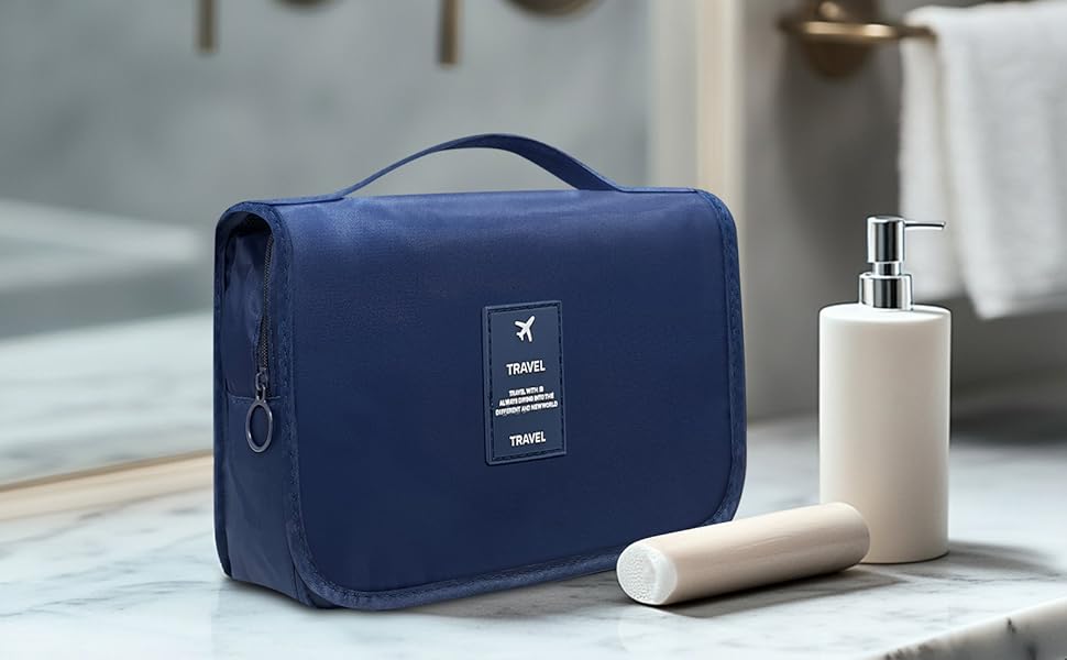 Чоловіча косметичка для подорожей з ручкою, блакитна: кілька відділень для організації речей
