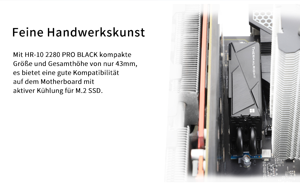 Охолоджувач SSD Thermalright HR10 2280 PRO BLACK: Радіатор з 2 тепловими трубами, для настільних ПК