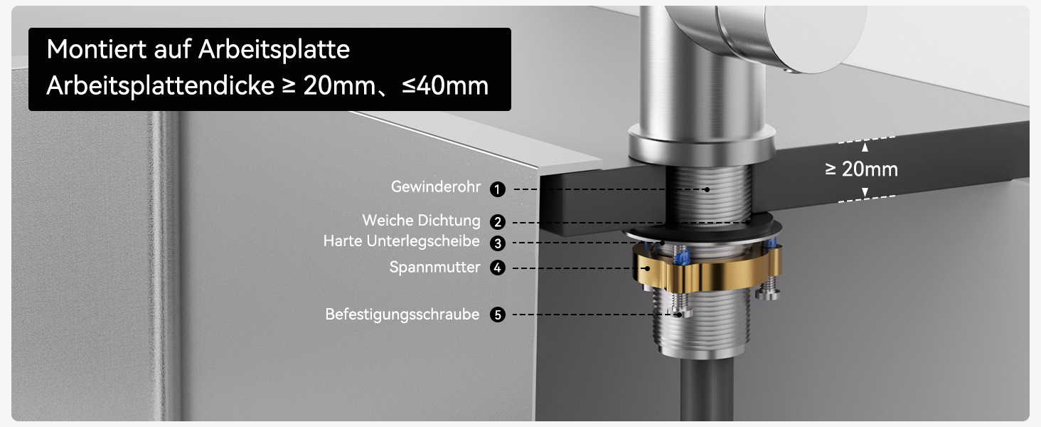 Кран кухонний CECIPA з 3 режимами, висувна лійка, поворотний на 360°, з високим виливом, нержавіюча сталь, з однією ручкою