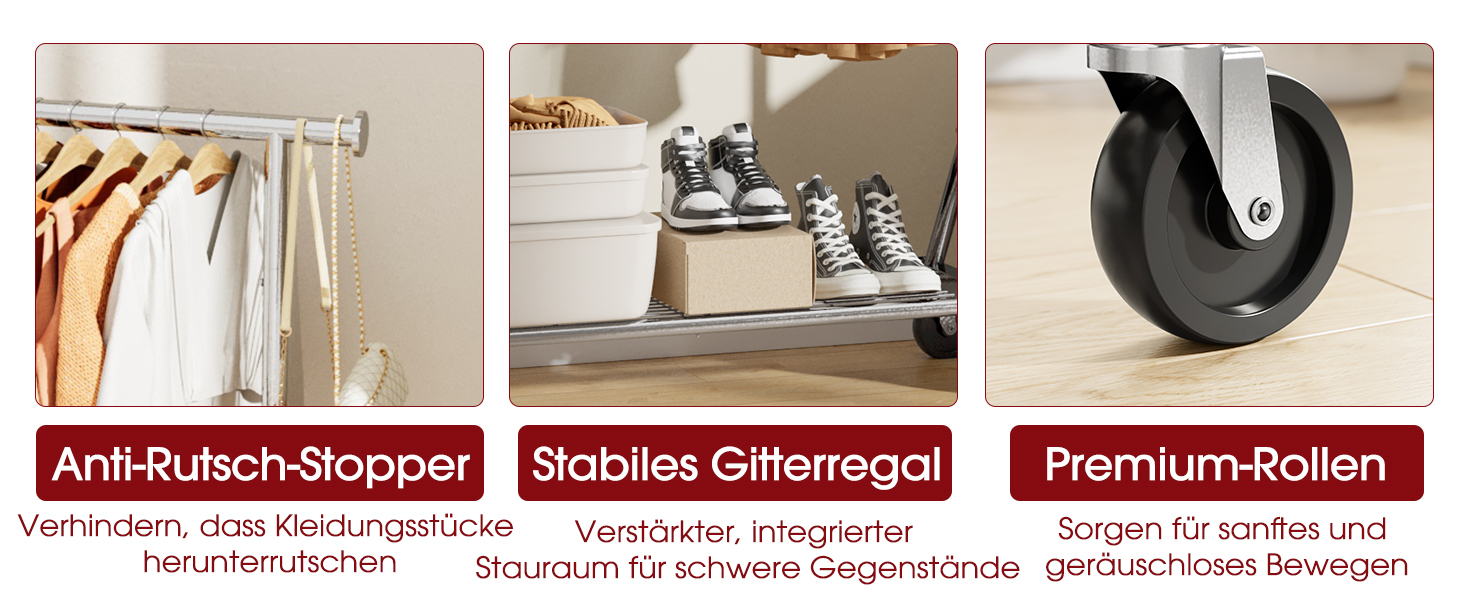 Стійка для одягу на колесах – міцна вішалка для одягу з металевої сітки, багатофункціональна стійка для гардеробу в спальню, пральню, магазин, 110 x 42 x 163.3 см, срібна