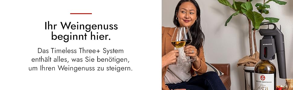 Система збереження вина Coravin Timeless Three+ чорна, з 2 капсулами аргонового газу, захист від окислення до 2 років, легке використання