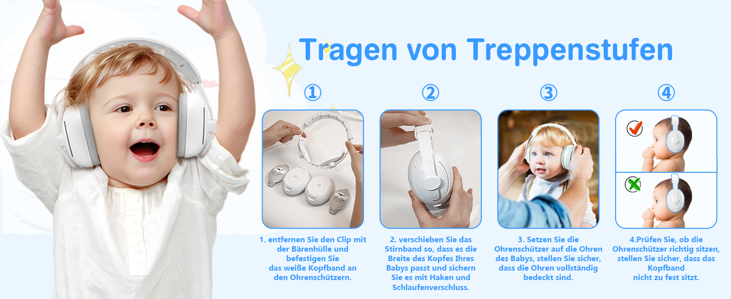 Навушники для дітей, захист вух, 2-в-1, шумопоглинання, сірий колір